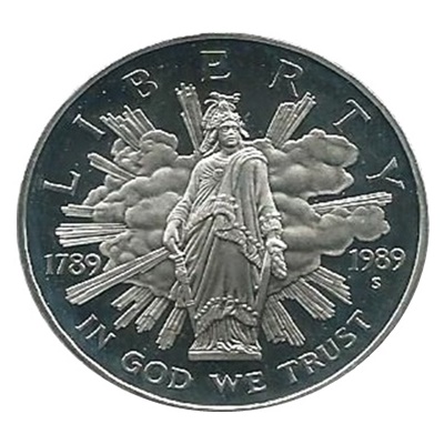 1989 The Congress Bicentennial Silver Proof USA $1 (Capsule)